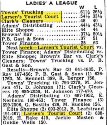 Nova Motel (Larsens Tourist Court) - Feb 1953 Bowling Results (newer photo)
